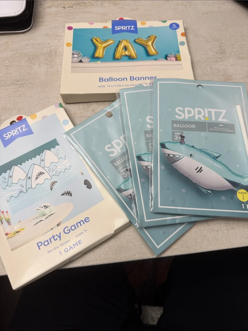 Spritz Shark Party Balloon Set - Teal and Gold